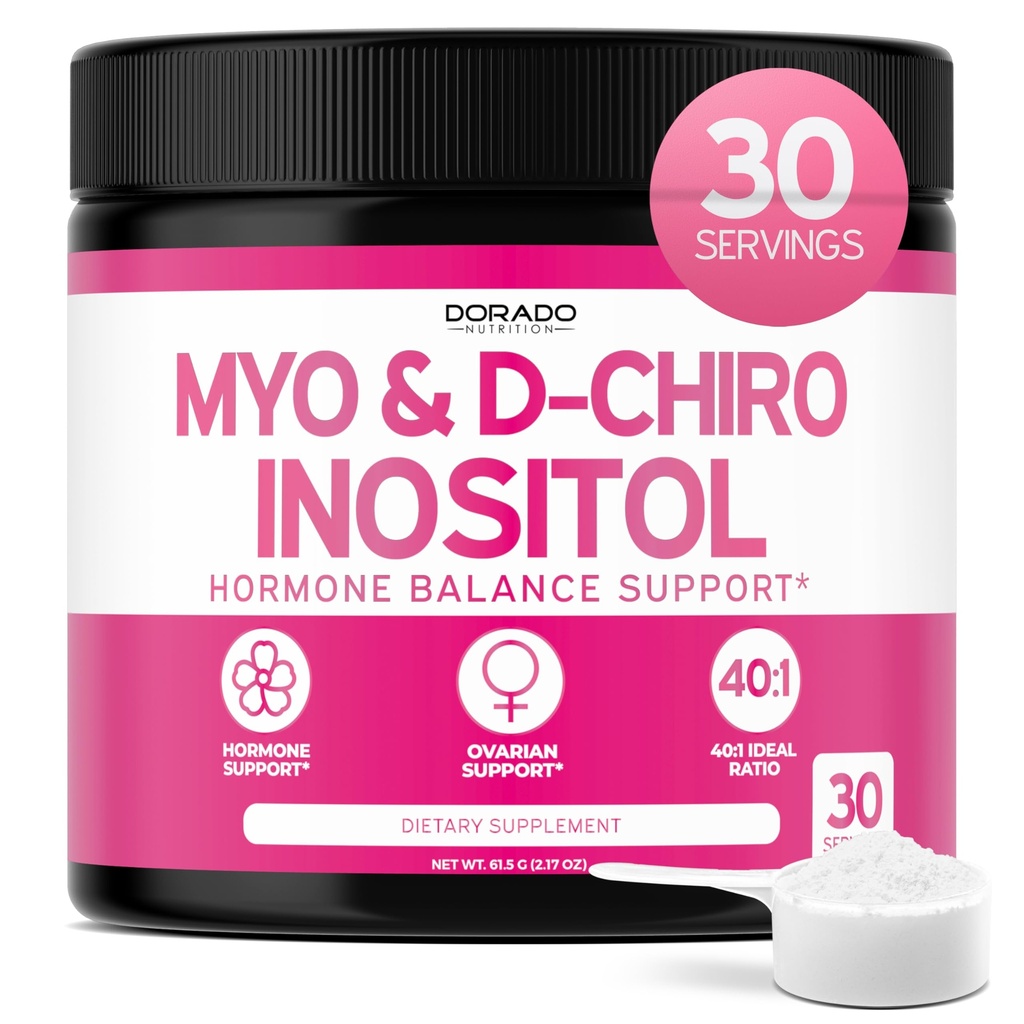 Myo-Inositol et D-Chiro Inositol supplément poudre (2050mg par portion idéale 40:1 rapport Myo Inositol, 30 jours d'approvisionnement) pour l'équilibre hormonal pour les femmes et la santé ovarienne - tiers testé, végétalien et USA fait