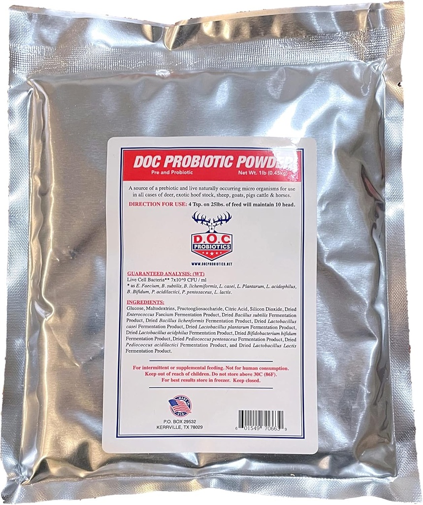 Doc Probiotique en poudre Bactérie de cellules vivantes Chèvres, vaches, Chevaux, Moutons, Porcs, Deer Gut Health