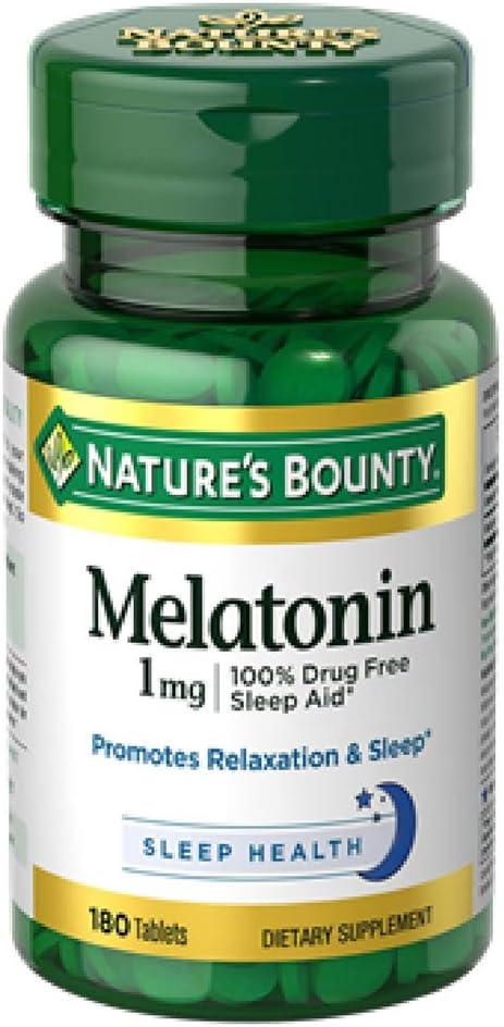 Mélatonine de Bounty de la nature 1 mg Comprimés, 180 Nombre