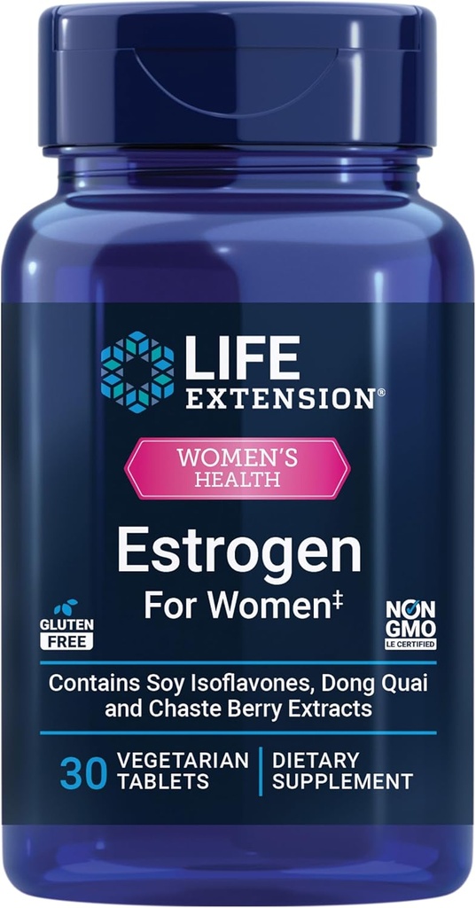 Life Extension Estrogen for Women, Helps Relieve hot Flashes and Night Sweats, Soy isoflavones, Norway Spruce Extract, chasteberry, Hormone-Free, Gluten Free, Non-GMO, Vegetarian, 30 Tablet