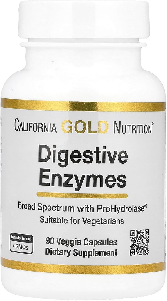 California Gold Nutrition Enzymes digestifs, Large Spectre, Convient aux végétariens, 90 Capsules de Véggie