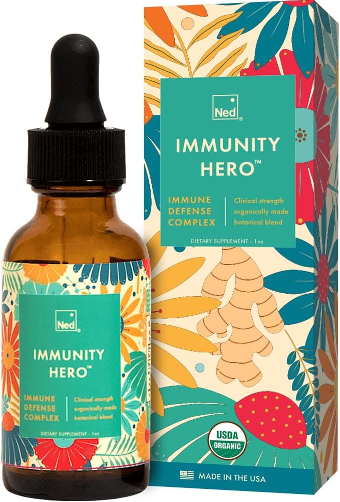 Ned Immunity HeroTM - Supplément de soutien à base de plantes pour adultes - Immune Booster avec Echinacea et Astralagus