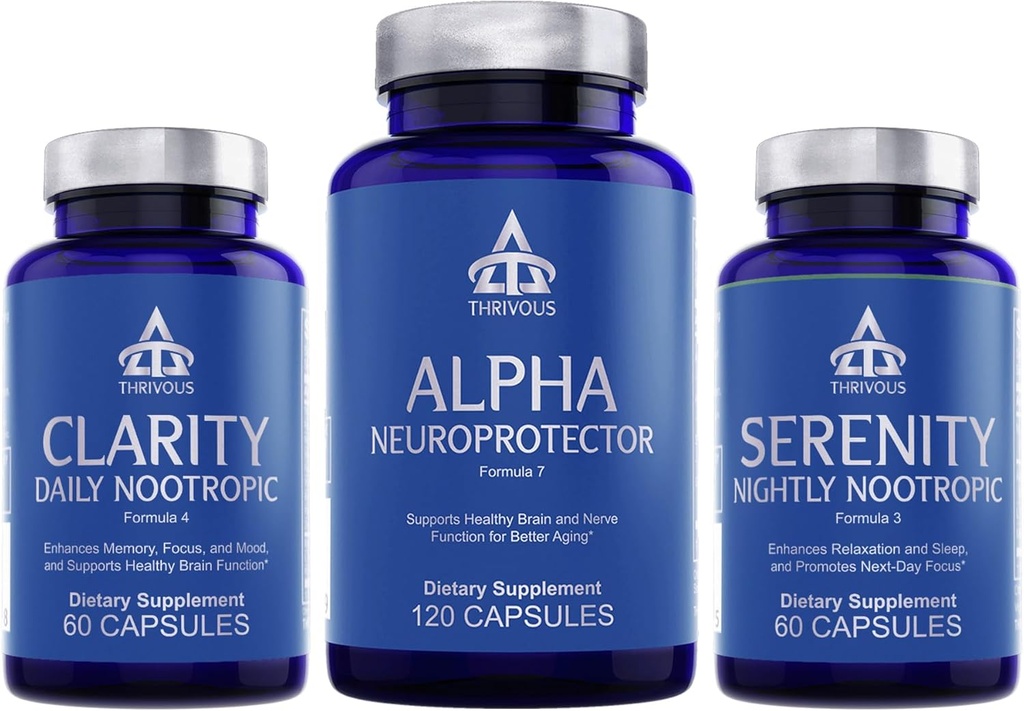 Thrivous Nootropic Stack – Complet Day & Night Brain Support Bundle – 240 Capsules Vegan