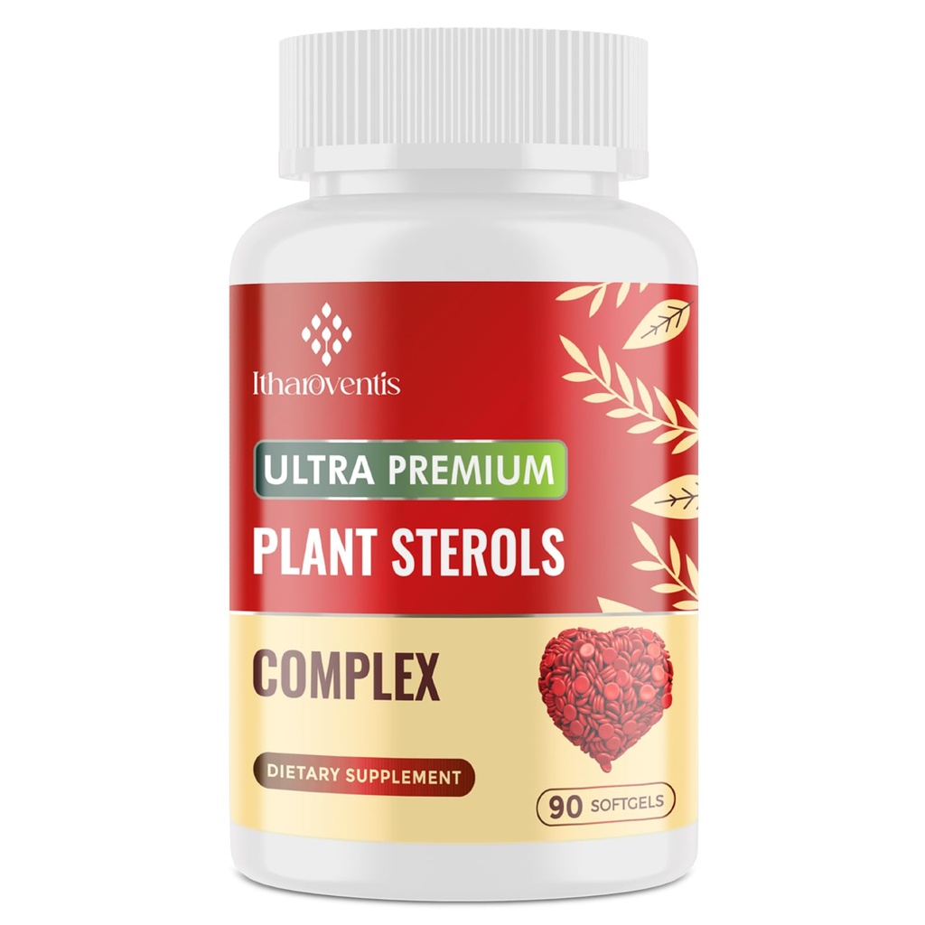 Suppléments de cholestérol avec stérols végétaux, niacine, riz rouge de levure, Bergamote, Oméga-3 et ail - Formule d'absorption avisée - 90 Softgels