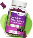 Gommies de calcium à absorption élevée, zinc de magnésium de calcium avec glycinate de magnésium, potassium, vitamine D3 pour les femmes et les hommes- Aromatisés aux myrtilles 60 Cts
