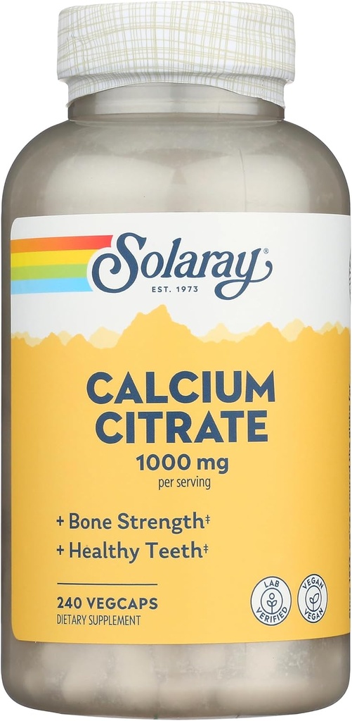 Citrate de calcium Solaray, 240 capsules, 0,75 bouteille