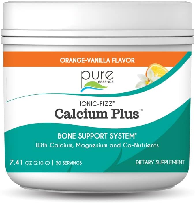 Ionic Fizz Calcium Plus by Pure Essence - Rapport Calcium/Magnésium parfait avec les os forts de vitamine A, B, C, D et Potassium - Vanille orange - 7,41 oz