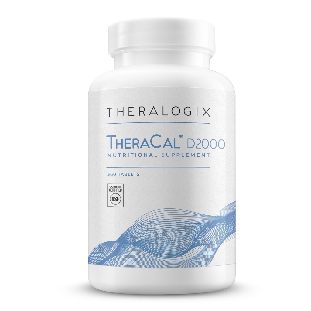 Theralogix TheraCal D2000 - Supplément de soutien à la santé osseuse avec calcium, magnésium, vitamine D3, vitamine K2 et bore* - Approvisionnement de 90 jours - Certifié NSF - 360 comprimés