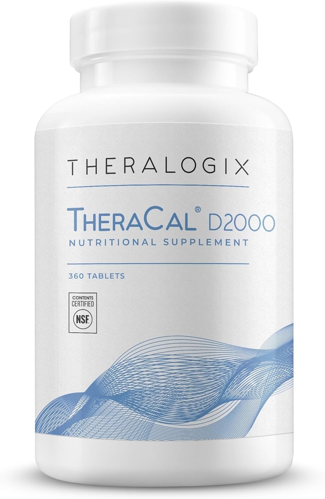 Theralogix TheraCal D2000 - Supplément de soutien à la santé osseuse avec calcium, magnésium, vitamine D3, vitamine K2 et bore* - Approvisionnement de 90 jours - Certifié NSF - 360 comprimés