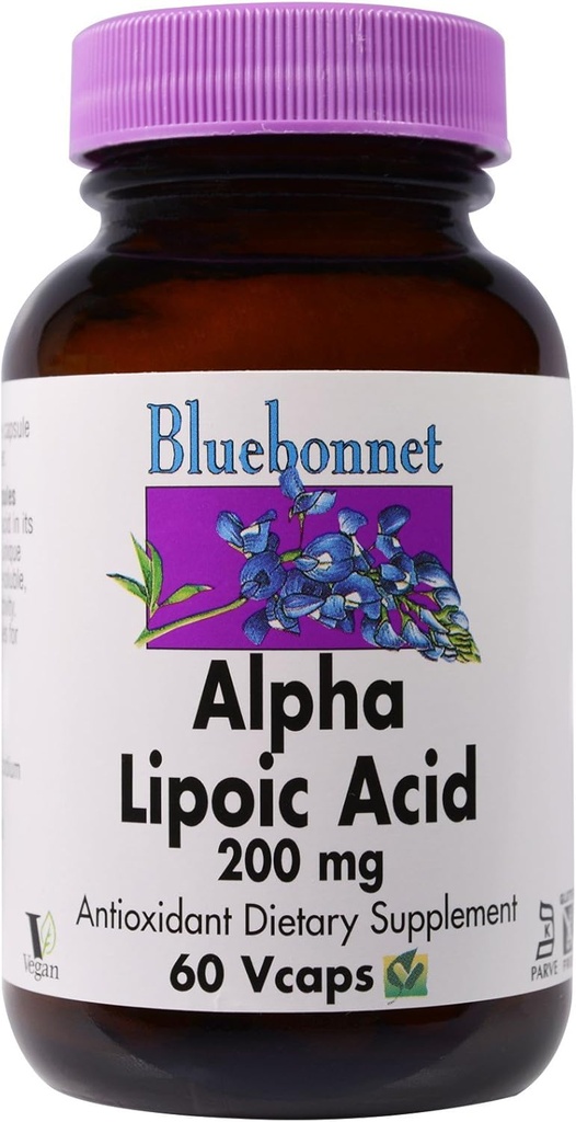 Bluebonnet Nutrition, acide alpha lipoïque 200mg, 60 gélules de Veggie