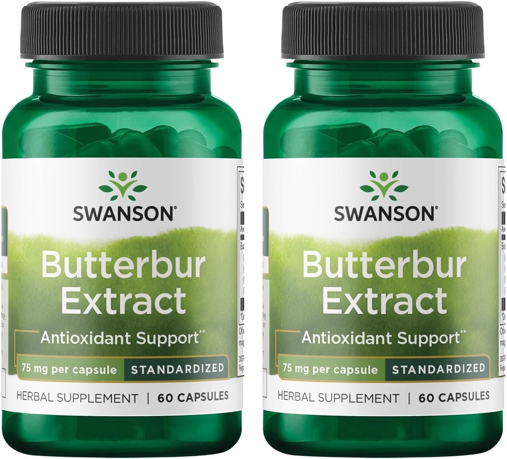 Extrait de beurre de Swanson - Standardisé 75 mg 60 capsules (2 boîtes)