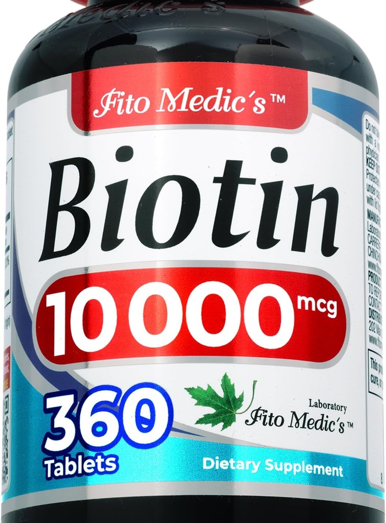FITO MEDIC'S Lab | biotin 10000mcg |360 tab | biotin | biotin Supplement | biotin Vitamins | biotin Pills | biotina para el Cabello | biotin Tablets | Ultra high Absorption.