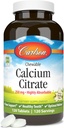 Carlson - Citrate de calcium à croquer, 250 mg, hautement absorbant, soutien osseux, dents saines et bien-être optimal, vanille naturelle, 120 comprimés