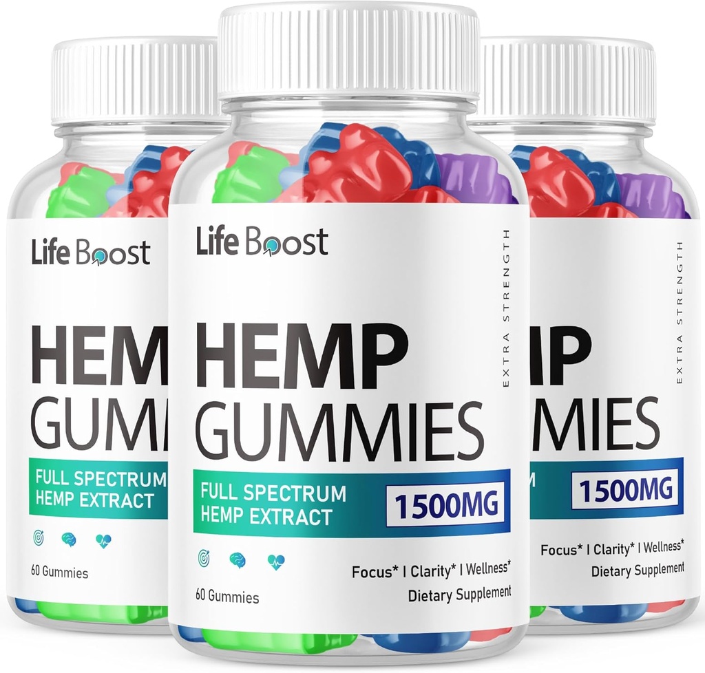 (3 Pack) Life Boost Hemp Gummies Advanced Strength Performance Hemp Blend Formula, Big Size Lifeboost Hemp Gummy with 25mg Hemp Extract, Great Taste 1500mg Per Bottle, New 2024 Gummies (180 Gummies)