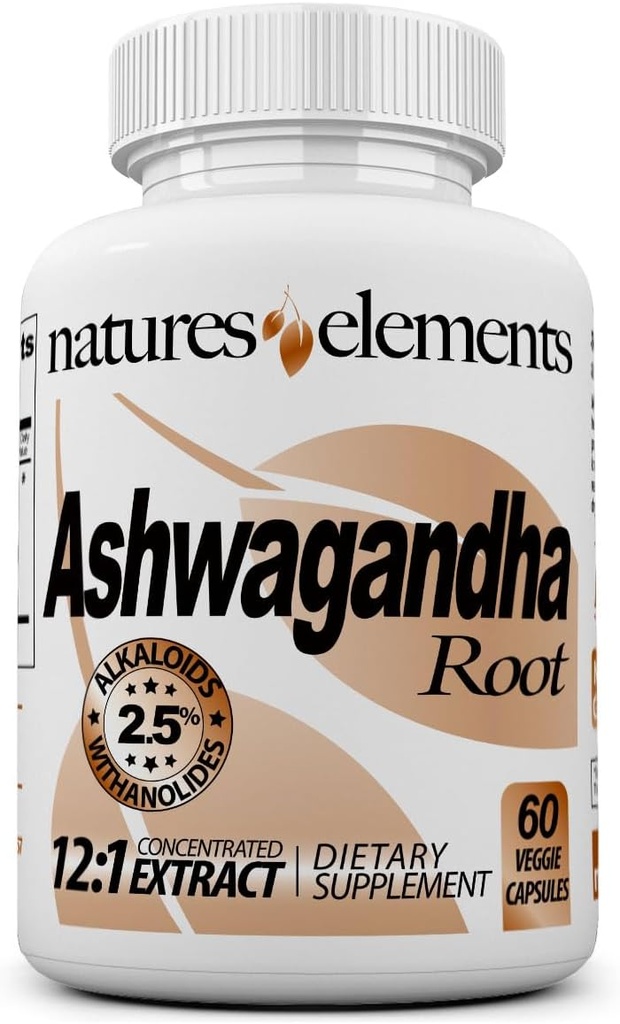 Racine d'Ashwagandha – Extrait 12:1 – 1000mg par service – 2,5% Withanolides & Alcaloïdes – 60 Caps Veggie – Stress & Energy Support – Non-OGM