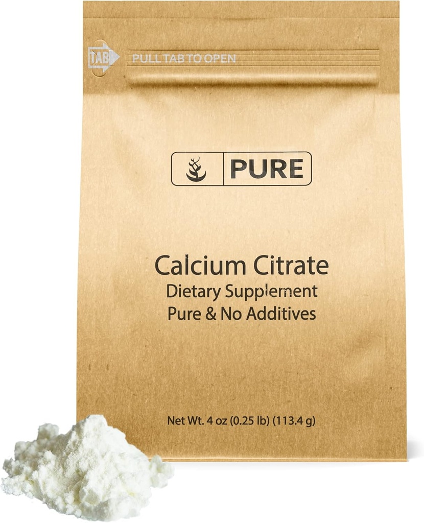 Ingrédients originaux purs Citrate de calcium (4oz) Supplément de calcium, sans additifs ni charges