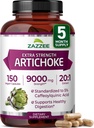 Zazzee Extra Strength Articoke 20:1 Extrait, 9000 mg Strength, 5% acide caffeoylquinique, 150 capsules véganes, 5 mois d'approvisionnement, concentré et normalisé extrait 20X, non-OGM et tout-naturel