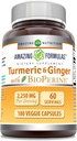 Formules étonnantes Curcumine et gingembre curcuma avec BioPerine 2250 mg par portion Capsules de légumes non-OGM