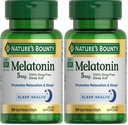 Nature's Bounty Melatonin, 100% sans médicament aide au sommeil, complément alimentaire, favorise la relaxation et la santé du sommeil, 5mg, 90 Softgels (paquet de 2)