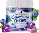 Bovin Colostrum Soft Chews Supplément avec des probiotiques pour la santé des Gut, Bloating, Immune Support, la peau, la croissance des cheveux et la beauté - Blueberry Flavor (60 portions)