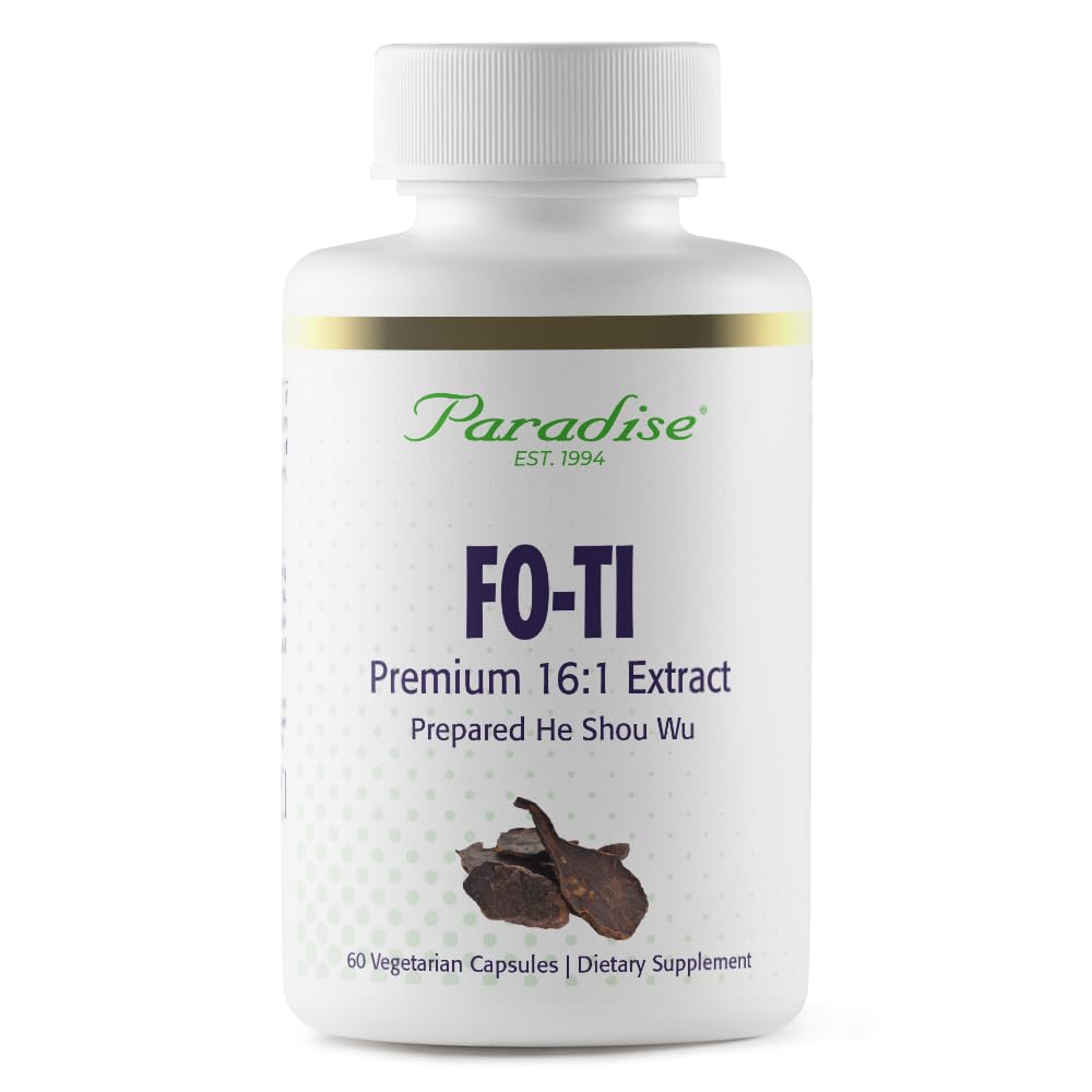Paradise Herbes Fo-Ti He Shou Wu Root Extract, Premium 16:1 Extrait pour la santé des cheveux et de la peau, sans gluten, 60 capsules végétariennes