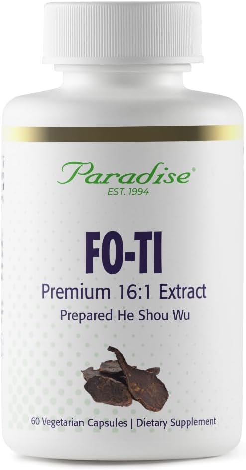 Paradise Herbes Fo-Ti He Shou Wu Root Extract, Premium 16:1 Extrait pour la santé des cheveux et de la peau, sans gluten, 60 capsules végétariennes