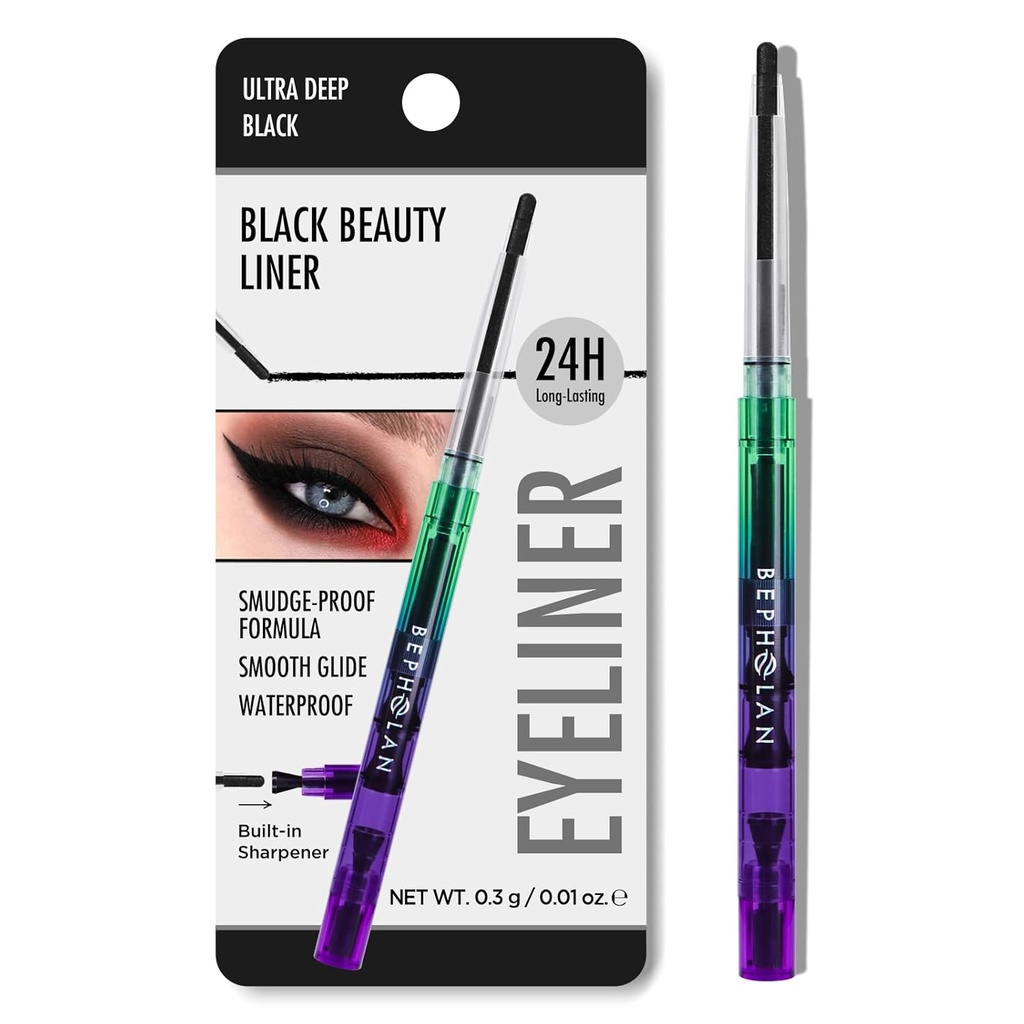 BEPHOLAN Black Eyeliner Crayons, Eyeliner Gel imperméable Crayon Eyeliner Black Waterline Eyeliner Stylo pour femmes imperméable Smudge Proof Longue durée (BLACK)