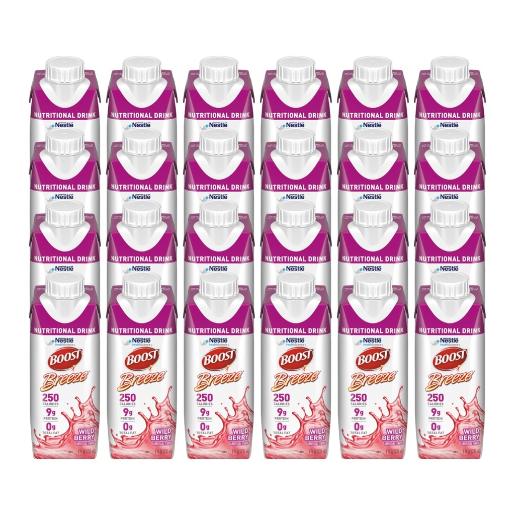 BOOST Breeze Nutrition 8oz Wildberry Boissons sans gras, 24/Cs