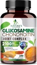 Glucosamine Chondritin MSM 2100mg Complexe - Supplément de soutien pour la mobilité et le confort conjoints pour les hommes et les femmes avec Turmeric & Boswellia, Suppléments de glucosamine Triple Strength - 240 Capsules