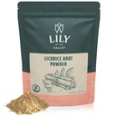 LILY OF THE VALLEY Licorice/Liquorice Root Powder - Ground Mulethi Originaire de l'Inde - Glycyrrhiza Glabra - Adoucisseur naturel - Vegan & sans gluten - emballé dans une poche refermable (8oz, 226g)