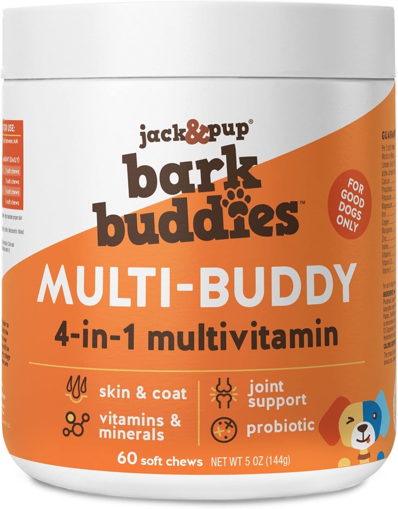 Vitamines et suppléments pour chiens Jack&Pup Multivitamines pour chiens - Bougies d'écorce Multivitamines pour chiens Multivitamines pour chiens à croquer Vitamines et suppléments pour chiots - (60ct)