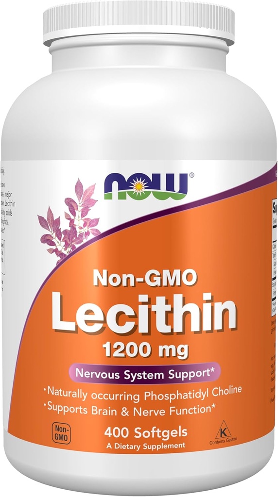 MAINTENANT Aliments suppléments, Lécithine 1200 mg avec Phosphatidyl Choline d'origine naturelle, 400 Softgels