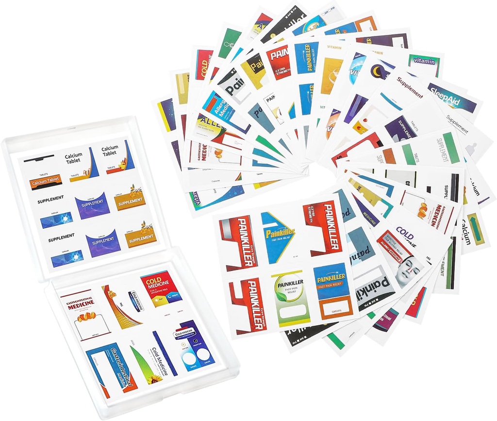 Medicine Labels Stickers for Pill Organizers - 240 Pcs, Quickly Identify Drugs, Home and Travel Essentials, Suitable for Pocket Pharmacy,Pill Box, Pill Bottle, Pill Pouch Bags (240