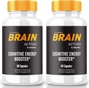 (2 Pack) Capsules Cerveau Actives – Formule de soutien quotidien avec un mélange équilibré pour la concentration, l'alerte et la concentration (120 Capsules)