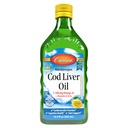 Carlson - Huile de foie de morue 1100 mg Oméga-3s Plus Vitamines A & D3, Sauvage pris dans l'Arctique norvégien, huile de poisson nordique à source durable Liquide, citron, 500 ml (16,9 Fl Oz)