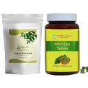 HERBAL HILLS Neem Leaf Poudre et Moringa Comprimés Shigru Pack de 2 Combo