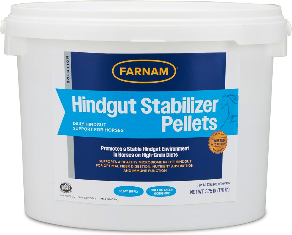 Farnam Hindgut Stabilisateur Pellets, Supplément quotidien digestif et immunitaire pour chevaux aide à maintenir un microbiome équilibré pour la digestion optimale