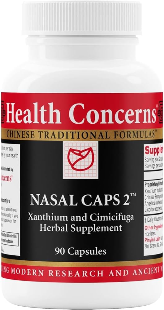 Préoccupations de santé Caps nasaux 2 – Supplément sinus et soutien nasal – Congestion du nez et soutien à la pression du sinus – Formule chinoise traditionnelle avec Xanthium et Cimicifuga – 90 capsules