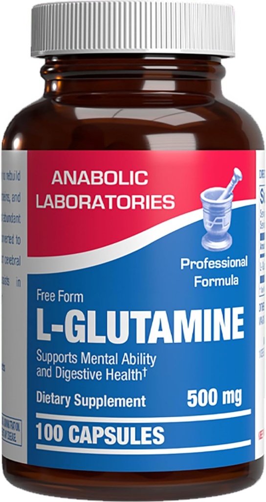 Forme libre L-Glutamine Supplément - Capsules cliniques de L Glutamine 500mg pour Gut Health et Immune Support - Powerful Amino Acid Glutathion Precursor - Non-OGM & Fabriqué aux États-Unis - 100 portions