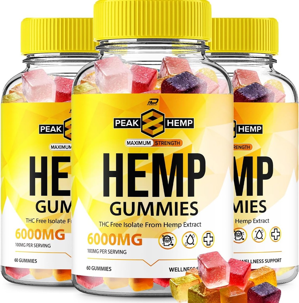Peak 8 Gommies de chanvre - avec extrait de graines de chanvre Peak 8 Gommies de chanvre Acouphène supplément à base de plantes, soutien à la santé et au mieux-être, tout naturel Gommy de chanvre (3 Pack - 180 Gommies)