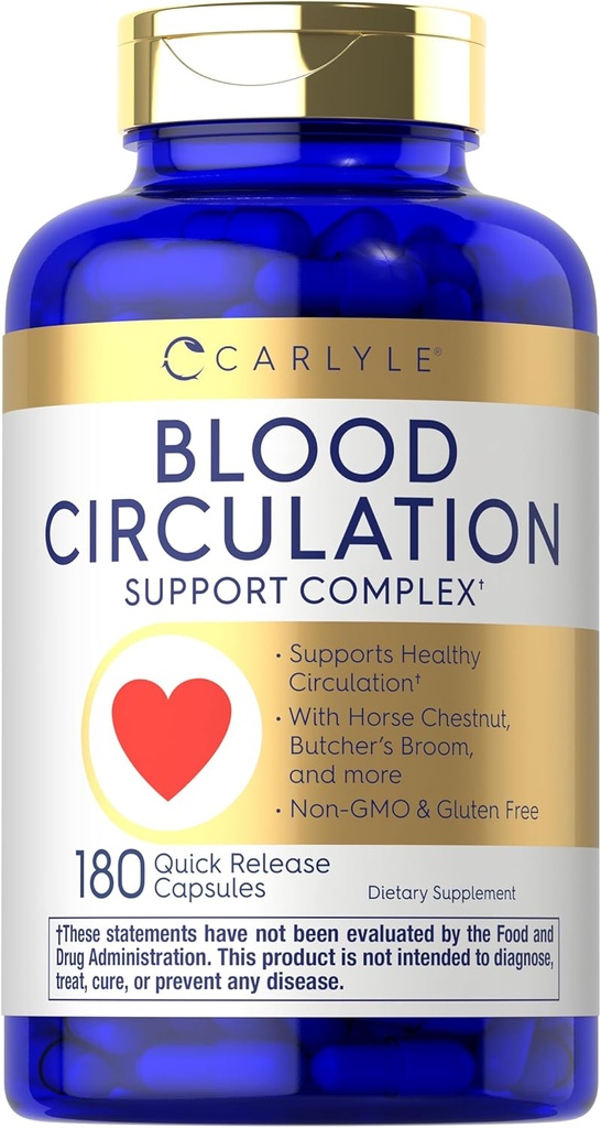 Carlyle Blood Circulation Supplement: 180 Capsules Supporte une Circulation Santé.