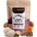 Puissance 15 Poudre Mélange de champignons Supplément 100g de complexe d'extrait de haute résistance avec Lions Mane, Turkey Tail, Cordyceps, Reishi, Chaga & Tremella