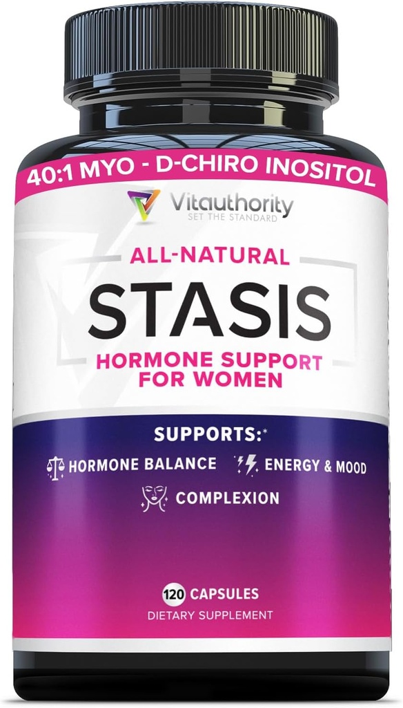 Vitauthority Women's Hormone Balance Supplement - 40:1 Myo-Inositol & D-Chiro Inositol Mix avec DIM pour l'équilibre hormonal pour les femmes - Vitamine de santé des femmes pour l'énergie de la peau et le soutien du cycle (1 mois)