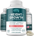 BIOTEQUELAB Maximiseur de croissance en hauteur, Calcium, Pilules de mélange de vitamine D3 et de zinc, Supplément de croissance en os pour les enfants et les adolescents, Force osseuse, Soutien de la densité, Sans OGM, Sans gluten, Fabriqué aux États-Unis, 60 capsules