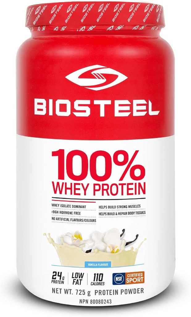BioSteel Sports Vanilla 100% Whey Protéine Poudre Supplément, rBGH Hormone Free et non-GMO Formule post entraînement, 25 portions, 25.5 Ounces Trusted by Pro Athlètes, NSF for Sport