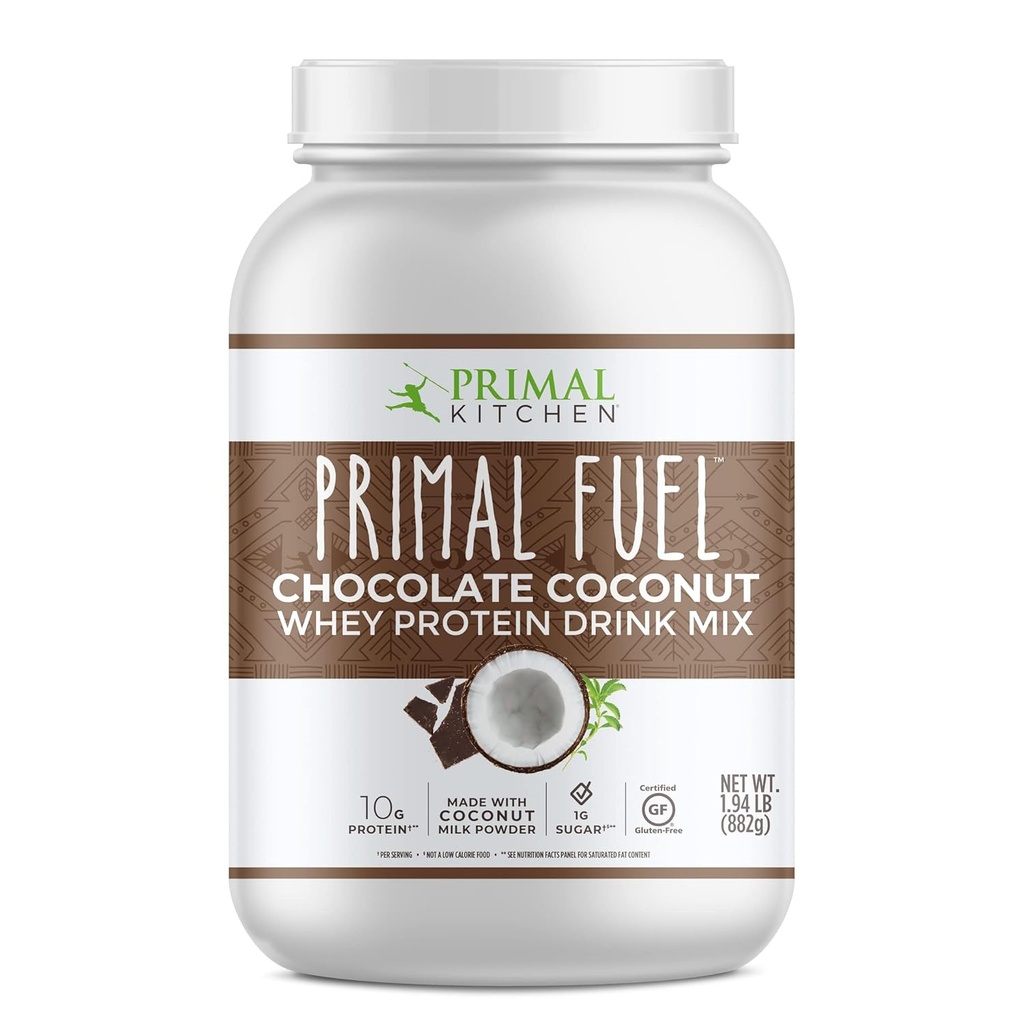Primal Cuisine Primal Carburant Chocolat Noix de coco Poudre de protéines, sans gluten et sans soja, 1,94 livres