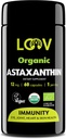 LOOV Natural Organic Astaxanthine 12mg – 60 jours d'approvisionnement – Max Strength Antioxydant – Oeil, articulaire, peau, immunité – de Microalgues – Non-OGM, végétalien, durable