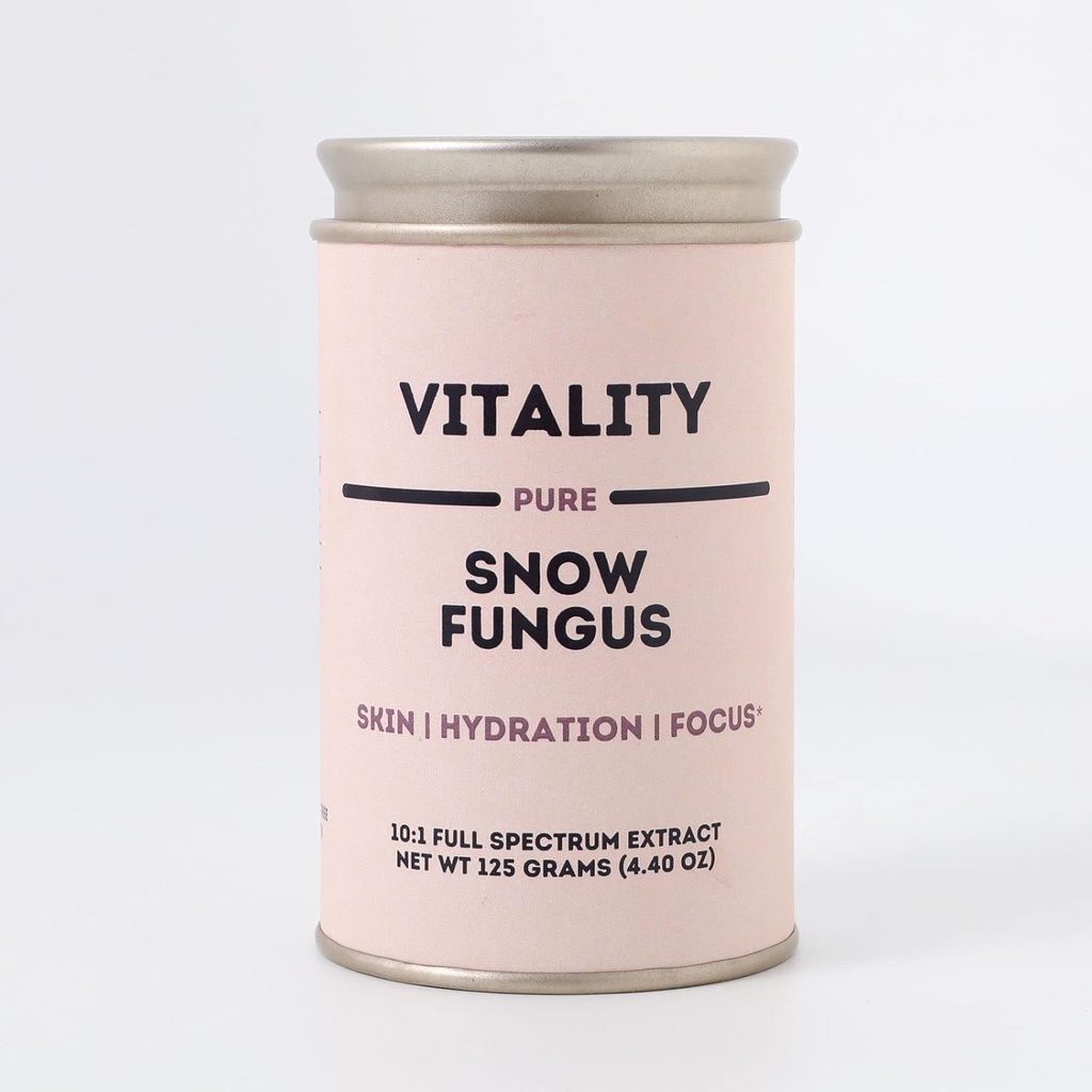 Vitalité - Fongus de neige biologique pur 10:1 Extrait double - corps 100% fruitiers - Sac de chanvre inclus - Ajouter à l'eau/thé/café/smoothies - 125 grammes