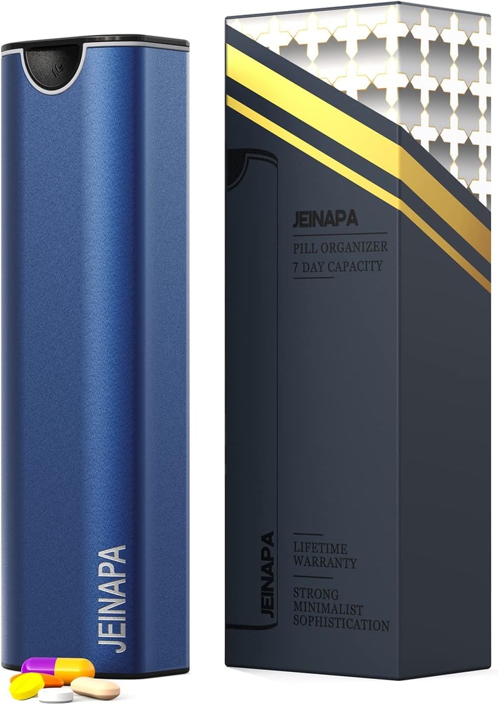 Très grand organisateur de pilules 7 jours, boîte quotidienne de pilules en aluminium, cas hebdomadaire de pilules, porte-pilule mignon pour tenir des vitamines, médicaments, pilules, suppléments