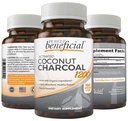 Charbon de noix de coco activé 1200mg, 180 Capsules - Pills pour système digestif, Bloat, végétalien (1bouteille)